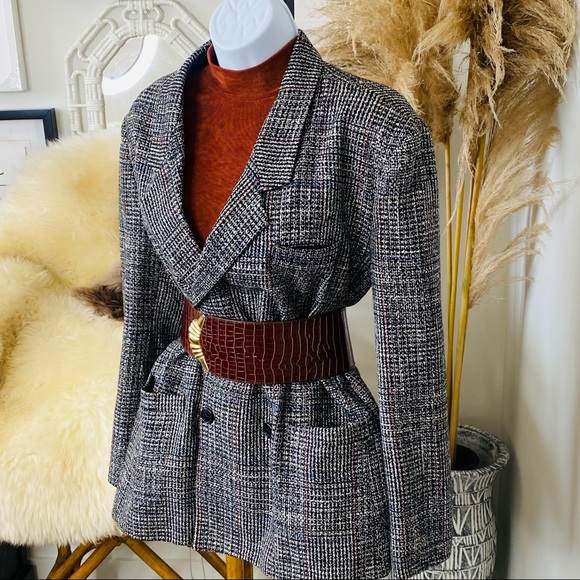 Black & White Oversized Versatile Wear Tweed Blazer Jacket - Picture 5 of 12